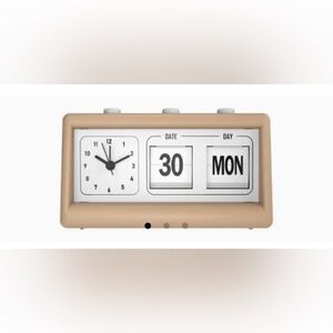 Retro Analog Alarm Clock with Flip mechanical rotating clock display NWOT beige